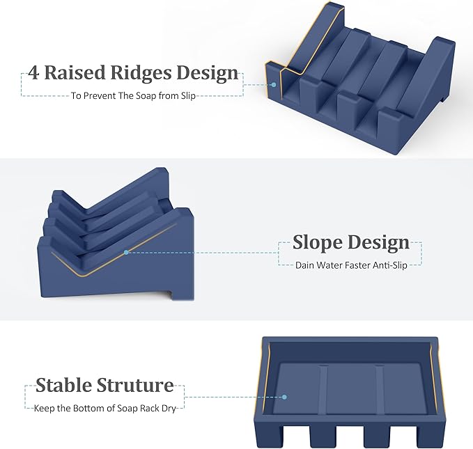 Silicone Soap Holder, 1 PCS Extended Soap Dish for Shower, Bathroom with Drainage