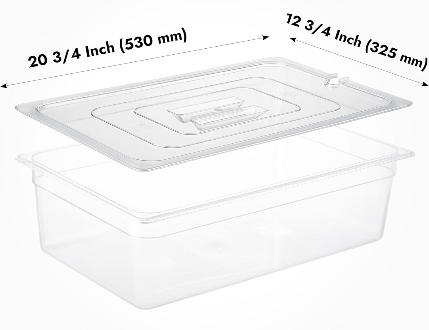 CURTA 6 Pack NSF Commercial Food Pan Cover, Full Size Clear Polycarbonate Notched Lid with Handle for Commercial Food Pan, Dishwasher & Freezer Safe Plastic Clear