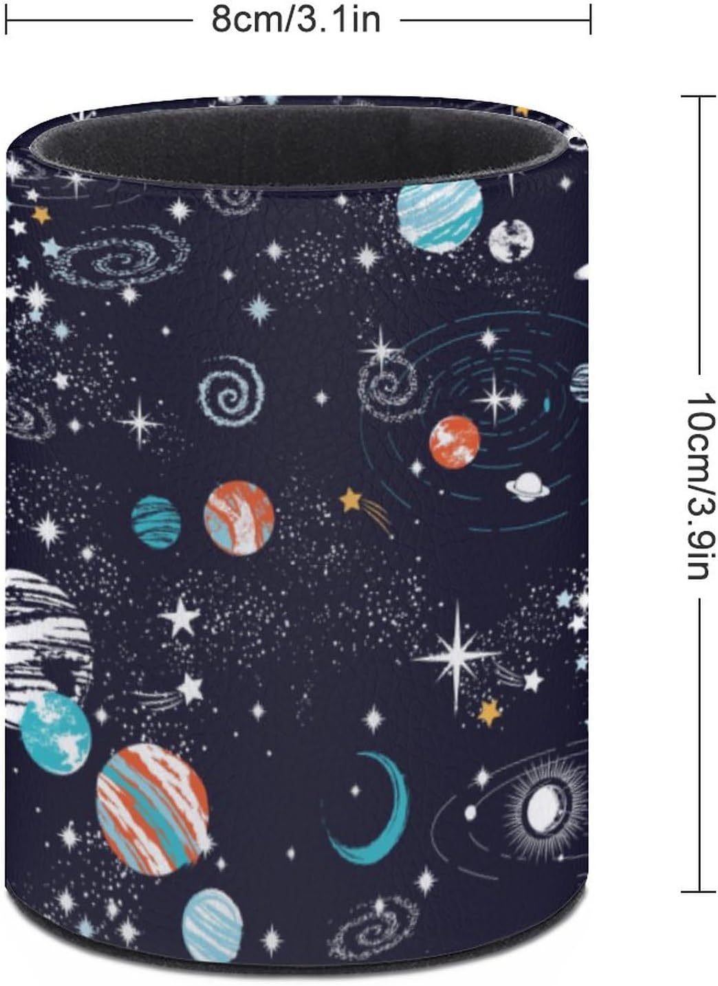Galaxy Space Planets Pen Holder Pencil Organizer Cute Pencil Cup Desk Decor Makeup Brush Holder PU Multifunctional Office Suppliesfor Home Classroom School