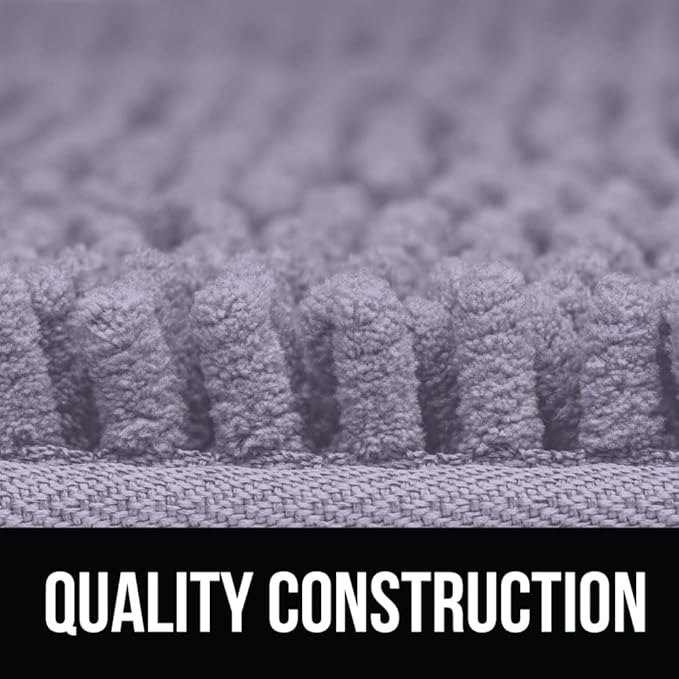 KANGAROO Bathroom Rugs, Chenille Soft Absorbent Bath Rug, Shaggy Shower Mat, Quick Dry Machine Wash Bathmat, Plush Carpet Mats for Tub, Bathtub and Room Home Decor Accessories, 36x24, Light Purple