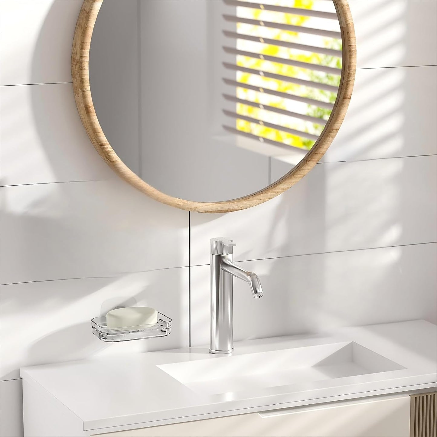 Bar Soap Dish for Shower Clear Acrylic Soap Holder with Self-Draining Design - No Drilling Required Strong Adhesive Mount for RV Bathroom and Kitchen Easy to Clean and Space-Saving (Adhesive)