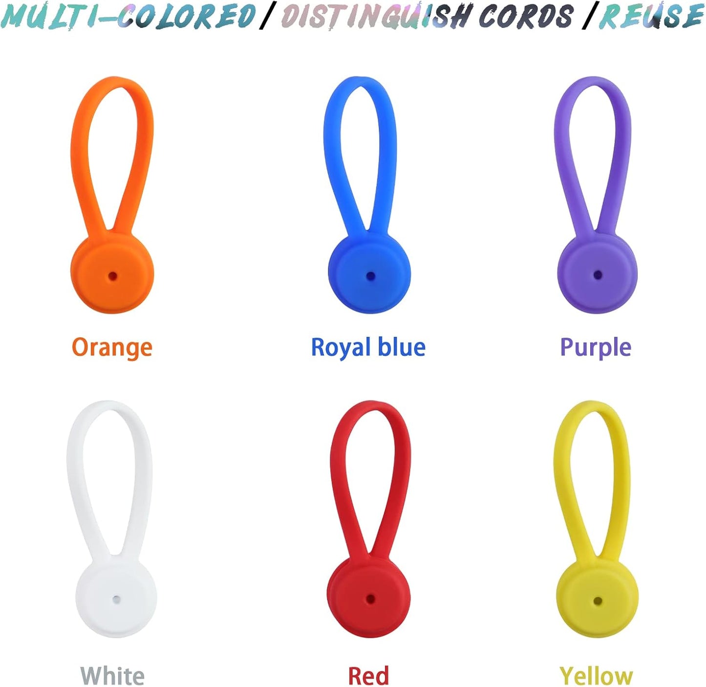 6 Pack Magnetic Cable Clips Cable Organizers,Reusable Silicone Magnetic Cable Ties