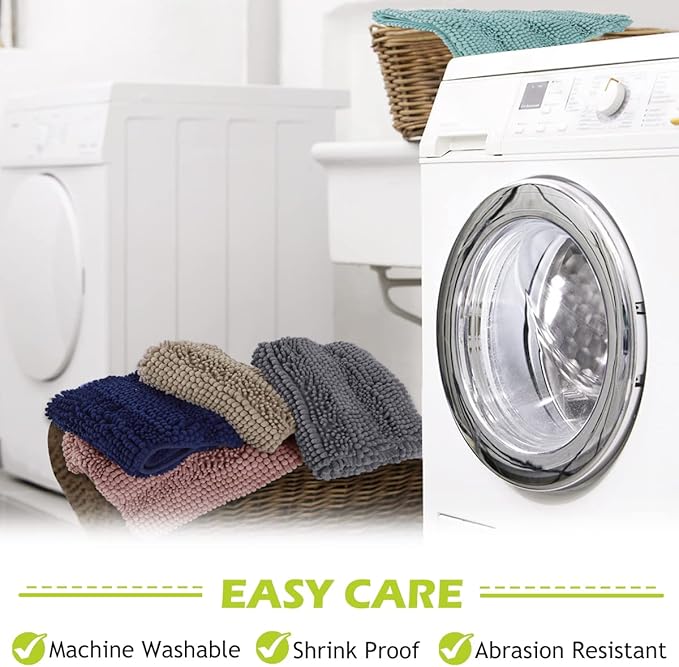 KGORGE Bath Mat for Bathroom - Super Soft Shower Rug Washable Absorbent Non-Slip Quick Drying Chenile Bathtub Floor Carpet, Light Purple, 70" x 24", 1 Piece