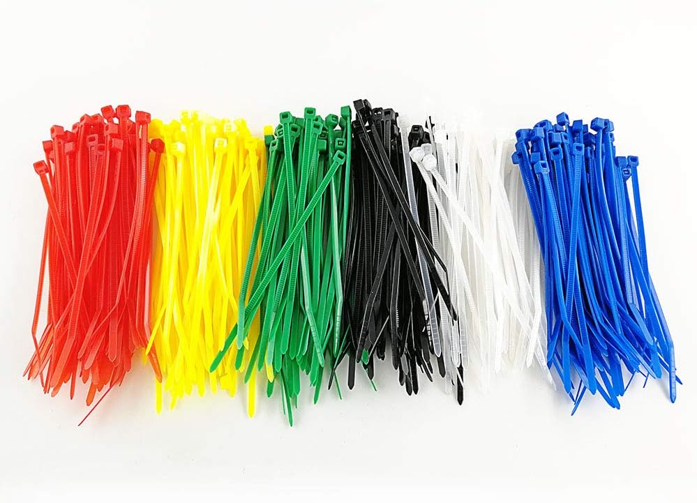 HS Colored Zip Ties Neon Small Nylon Wire Ties Assorted 6 Colors (Green,Yellow, Black, White, Blue, Red) 4 Inch for Crafts,Bulk 600 Pack