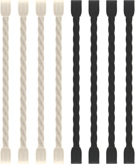 8PCS Silicone Cable Ties 4 Inch Reusable Twist Ties Steel-Core Cable Tie Straps Organizer All Purpose Bendable Cord Tie for Indoor Outdoor Bundling Holding Securing and Wrapping (Black White)