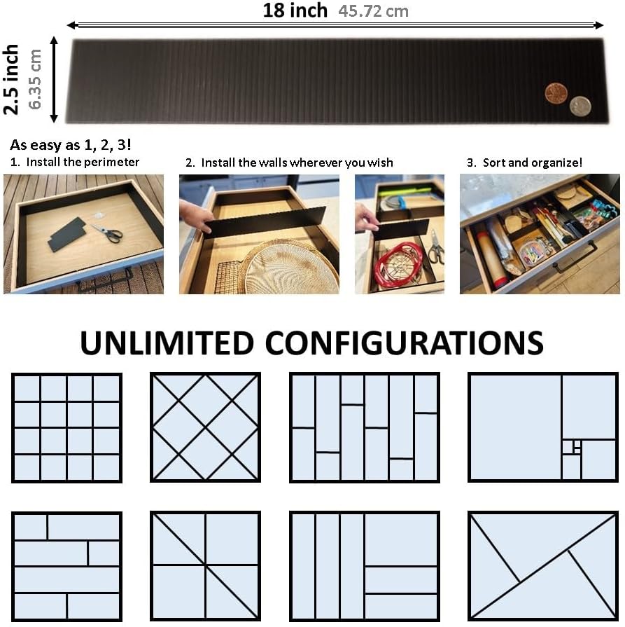 DRAWER DADDY Adjustable drawer dividers. The world’s most customizable drawer organizer for the kitchen, bathroom, desk, toolbox, and more. Installs in minutes; lasts a lifetime.