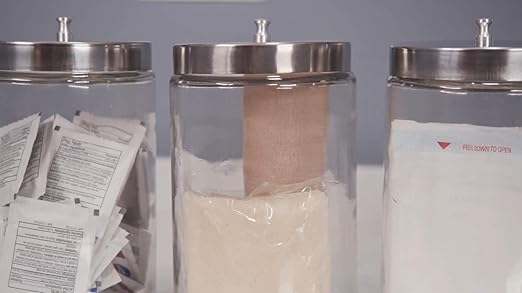 Grafco Glass Medical Sundry Jars with Lids, 7 x 4.25”, Clear Unlabeled Jars for Supplies (6 Count)