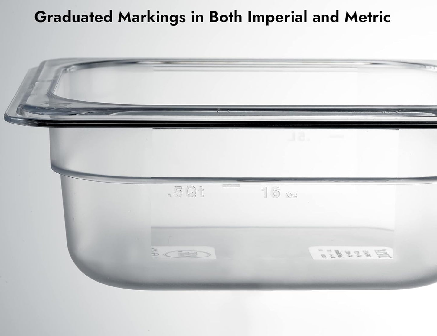 CURTA 6 Pack NSF Food Pans, 1/6 Size 2 1/2 Inch Deep, Commercial Polycarbonate Plastic Clear Freezer-Safe