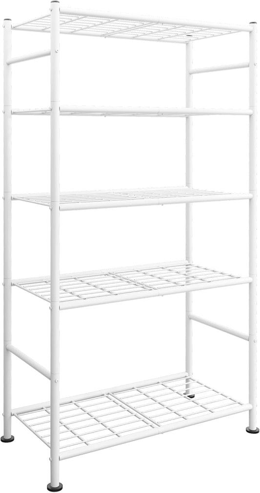Storage Shelves - 5 Tier Shelf Organizer, Heavy Duty Garage Shelving Unit with Leveling Feet, Stable Metal Shelves Organizer for Pantry, Kitchen and Closet, 33.0" W x 12.6" D x 72.0" H, White