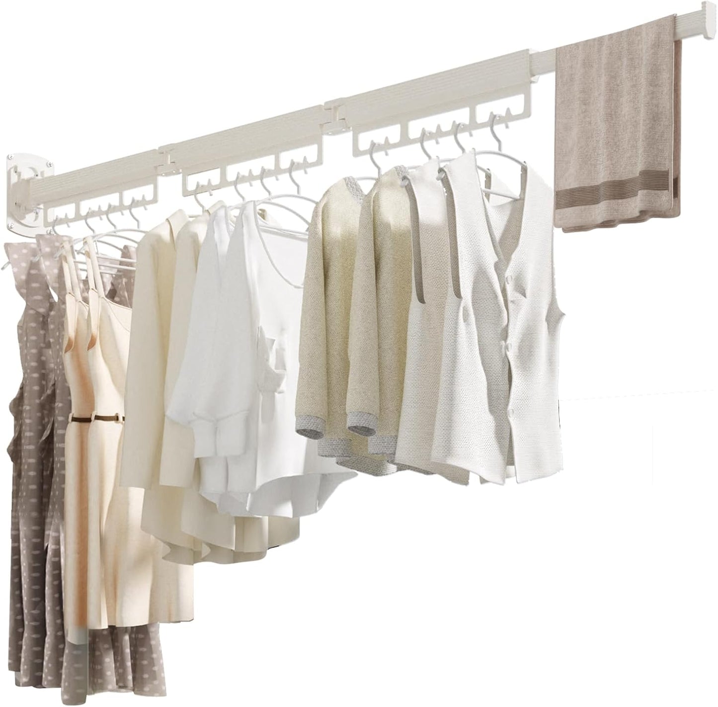 The Gospel of Tiny Homes!Clothes Drying Racks Wall Mounted,Foldable,Space-Saving Laundry Solution for Apartments and Bathrooms,Durable Metal Design (White)