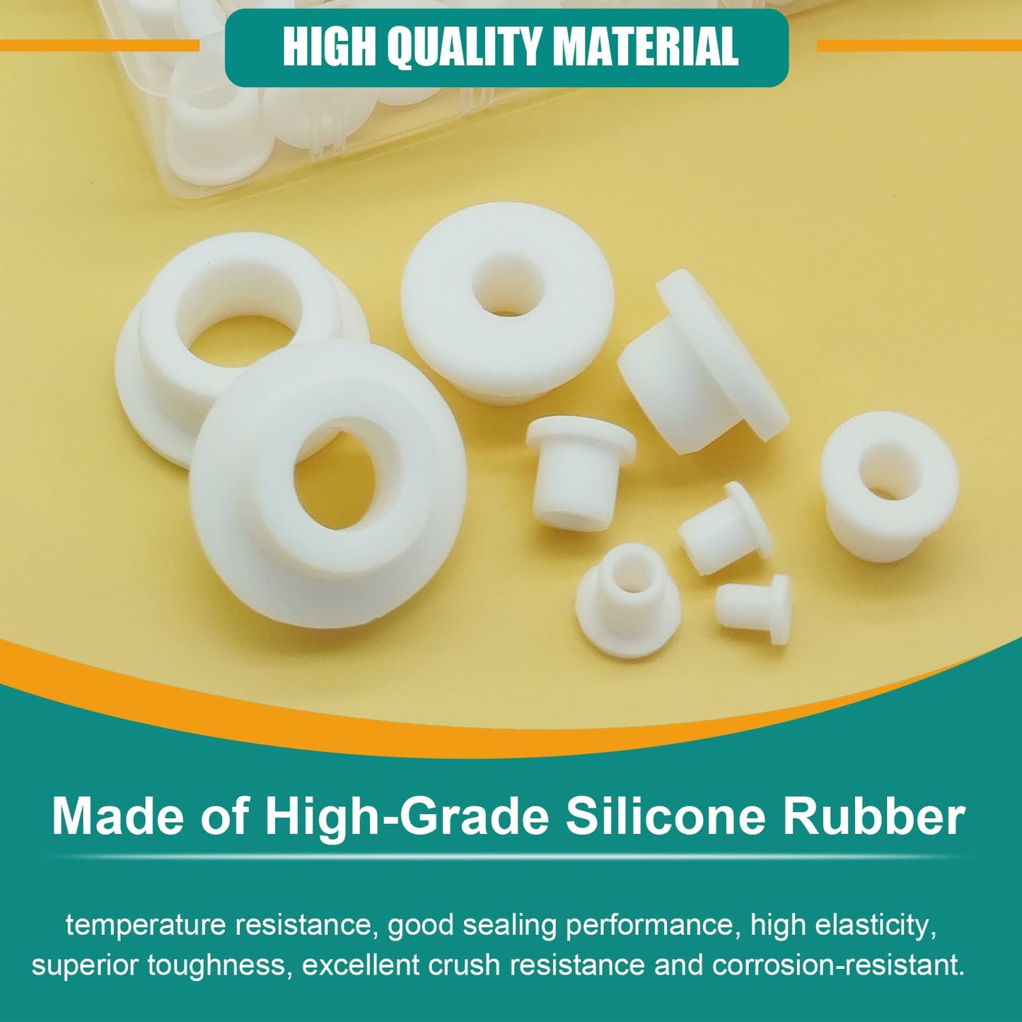130PCS Silicone Rubber Grommets for Wiring, White Top Hat Rubber Grommet Assortment Kit, 9 Sizes Round Hole Rubber Wire Grommets for Automotive, Vinyl Tubing in Hydroponic and Irrigation Systems
