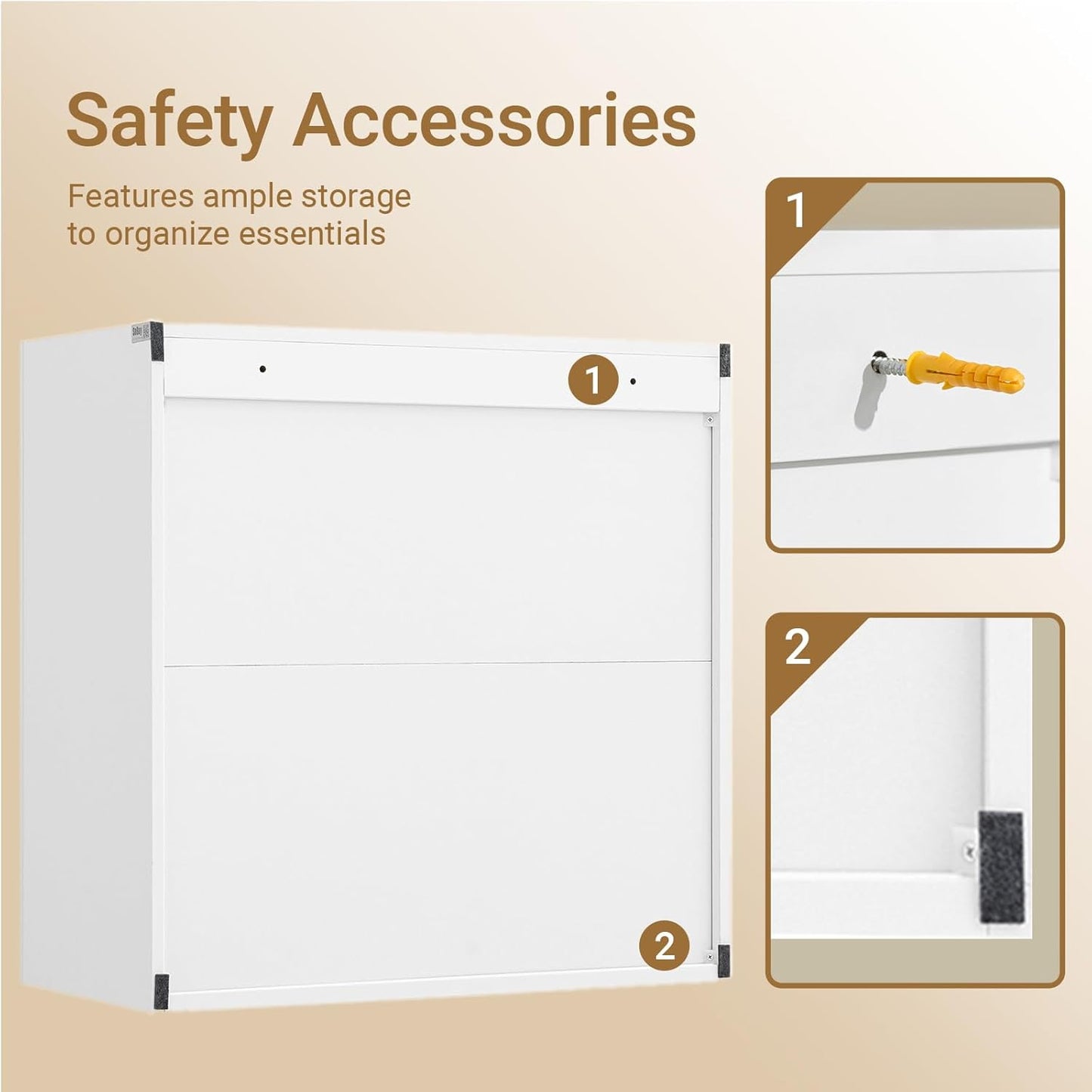 Bathroom Wall Cabinet, Over Toilet Storage Cabinet with Adjustable Shelf and Doors, Wall Mounted Medicine Cabinet for Small Spaces, Laundry Storage Cabinet, White, HUS-BZR200