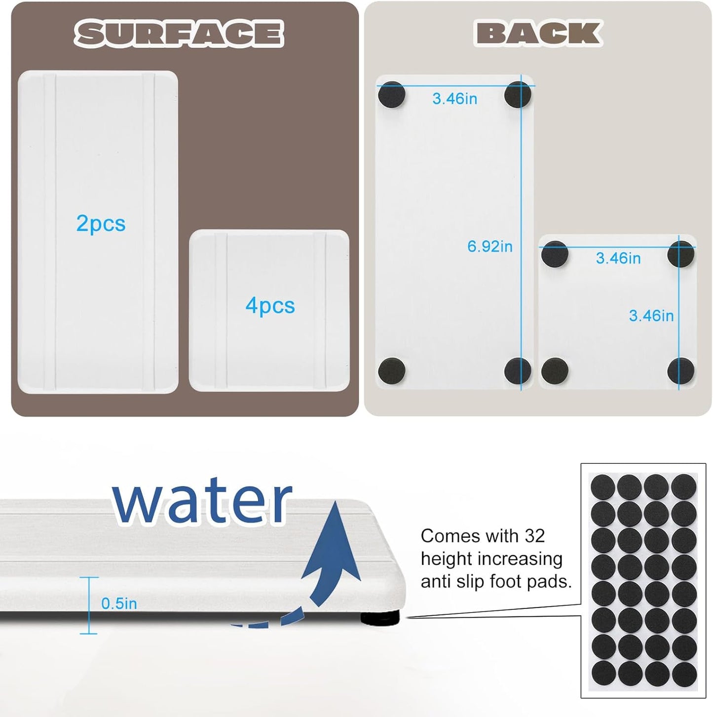 Set of 6 Water Absorbing Stone Tray for Sink, Stones Soap Trays for Kitchen Sink, Stone Drying Tray for Bathroom Counter, Diatomite Soap Dish, Water Absorbent Coasters