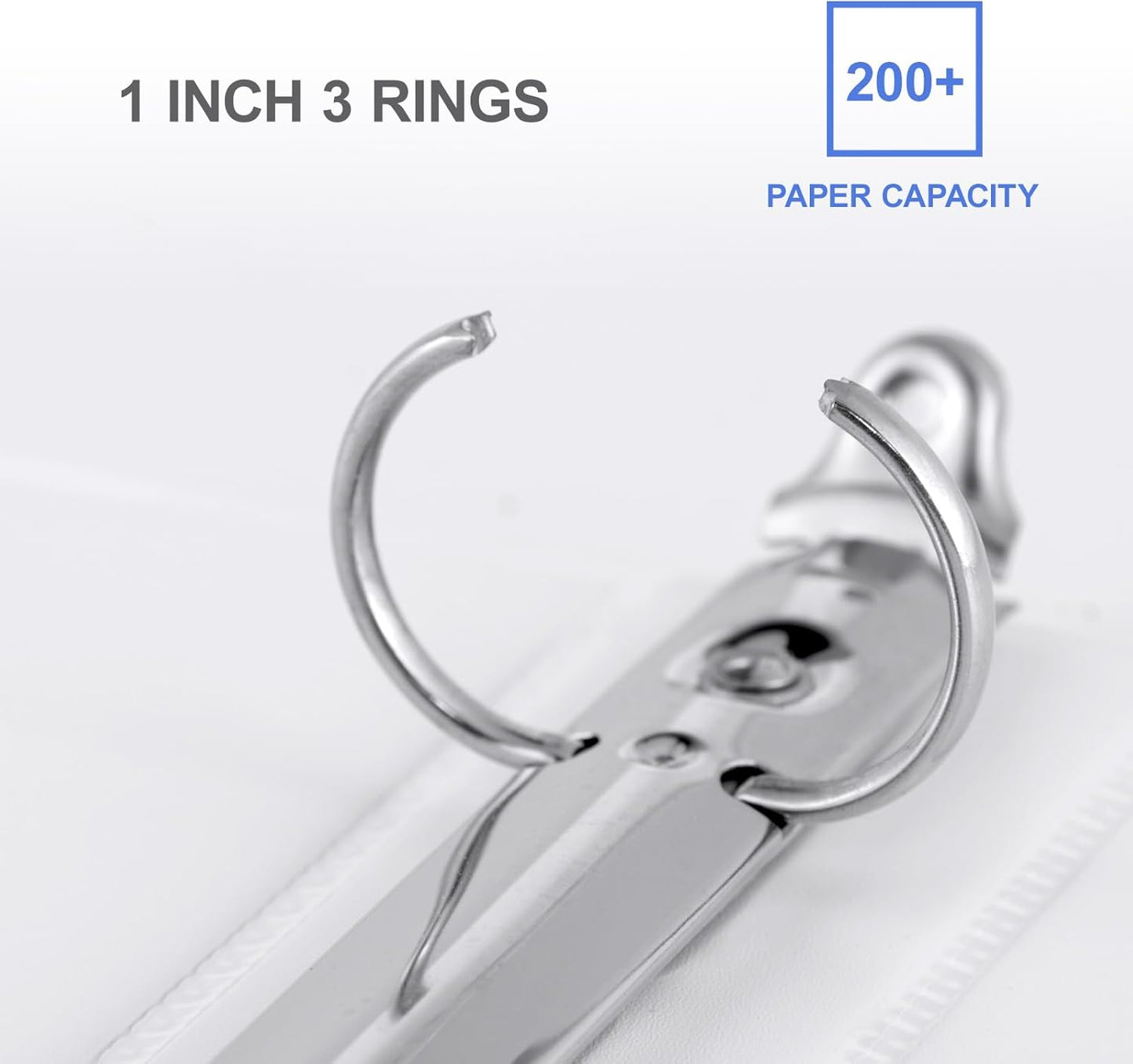 3 Ring Binder 1 Inch, ViVin Sturdy 1"-Round Ring Binder with 2 Interior Pockets, Clear View Cover, PVC-Free, Fits 200 Sheets of 8.5'' x 11'' Paper, Office Home School (6 Pack, White)