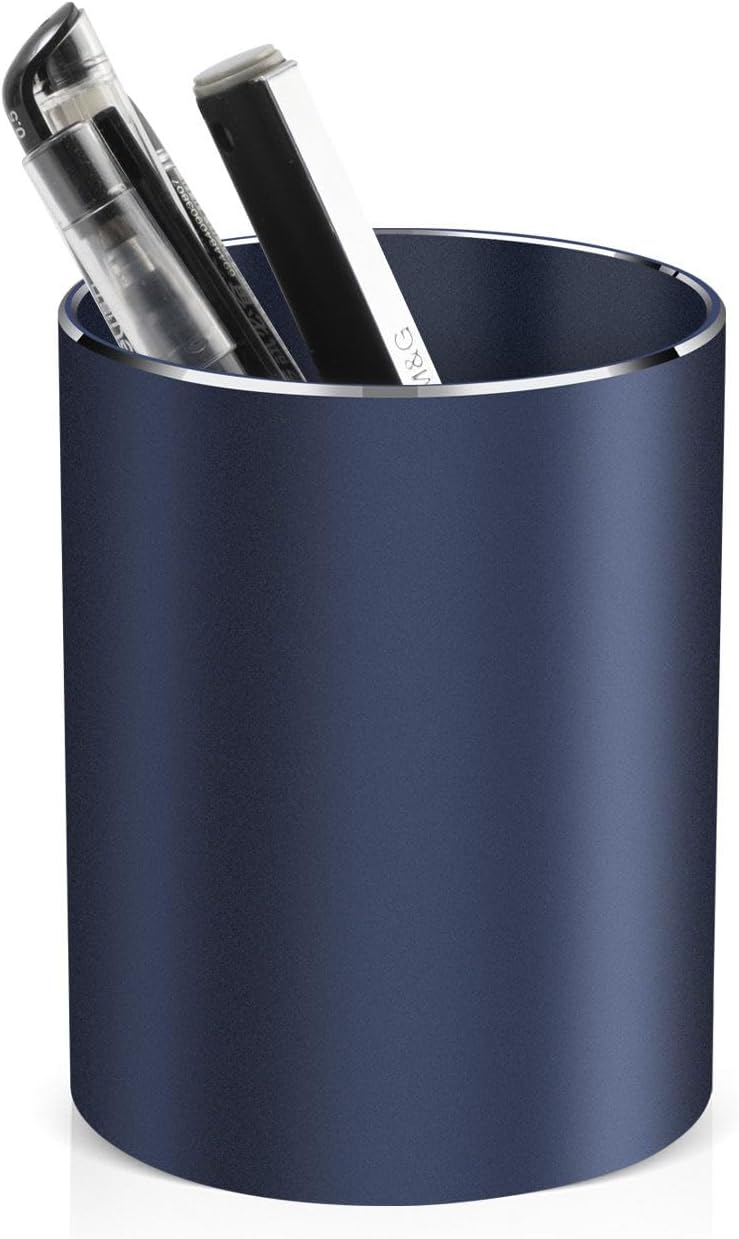 Pen holder, aluminum alloy waterproof pen holder, desktop simple and modern minimalist, multifunctional office supplies for families, kids and schools (blue)