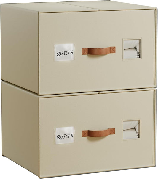 2 Pack Large Blankets Storage Bags, king&queen size comforter Organizers with Reinforced Walls ，Foldable 21"x18"x11" Space-Saving Design for Bedding Storage & sheet storage