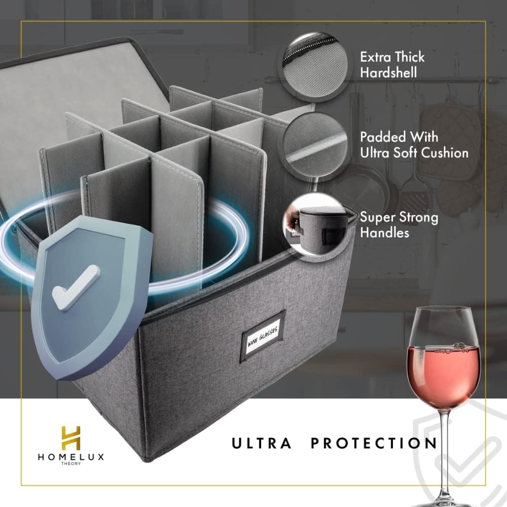 HOMELUX THEORY Hard Shell China Storage Containers for Dishes, 4pcs Plate Storage Containers with Lid, Heavy Duty Dish and Dinnerware Storage with 48 Felt Pads, Kitchen Organizers and Storage