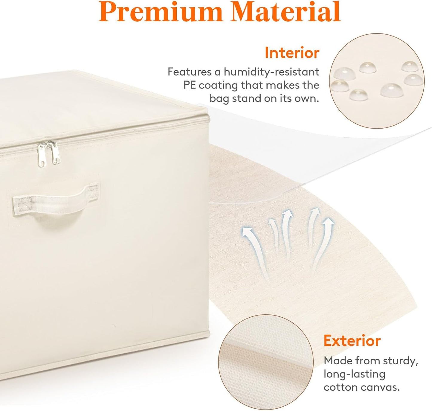 Lifewit Canvas Cotton Comforter Storage Bags with Zipper 4 Pack, 60L Breathable Foldable Clothing Containers, Linen Sweater Organizers Boxes for Clothes, Blankets, Pillows, Duvets, Bedding