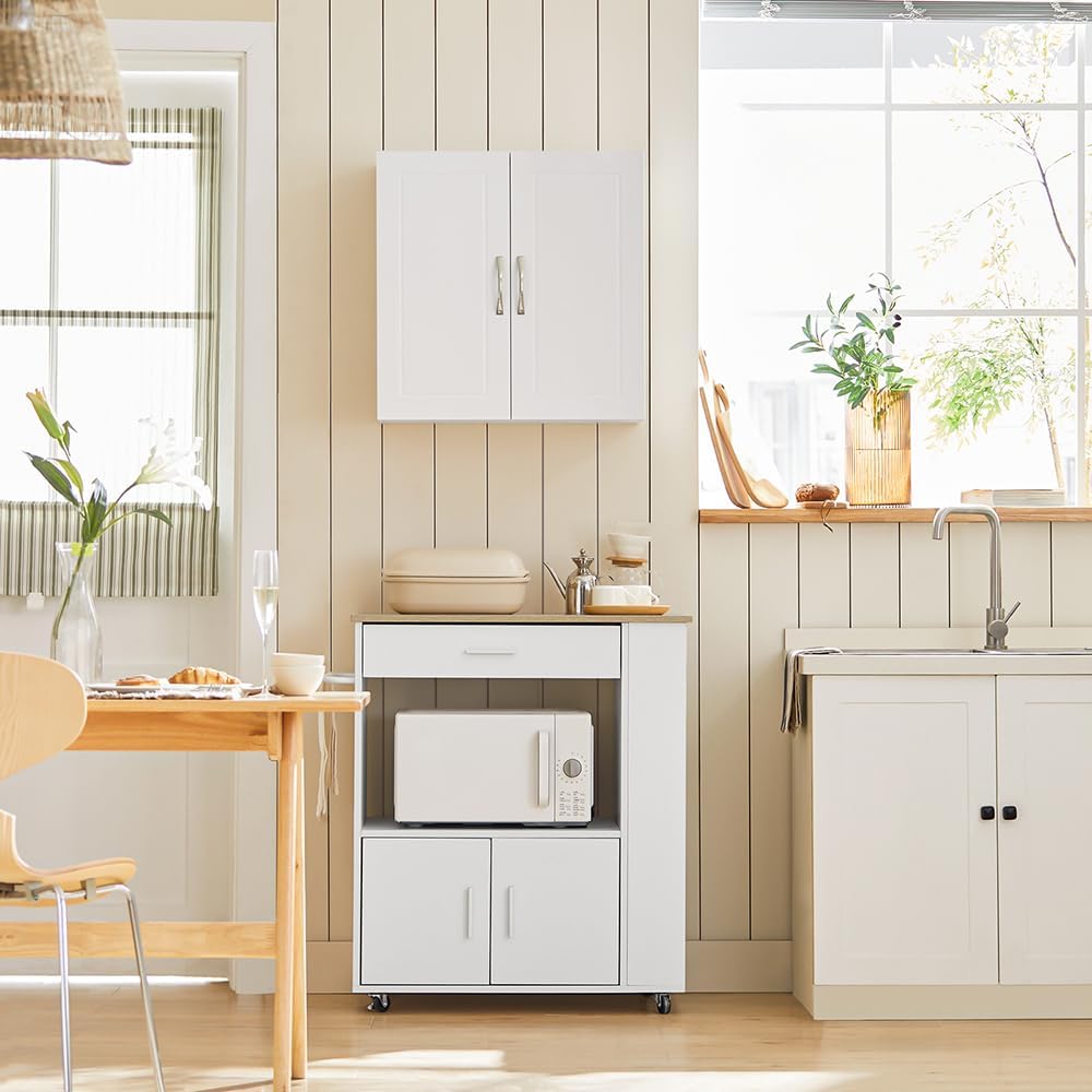 SoBuy Kitchen Wall Cabinet for Laundry Room, Medicine Cabinet for Bathroom, Wall Storage Cabinet for Garage, Linen Tower Bath Cabinet, Cabinet with Shelf, White FRG231-W