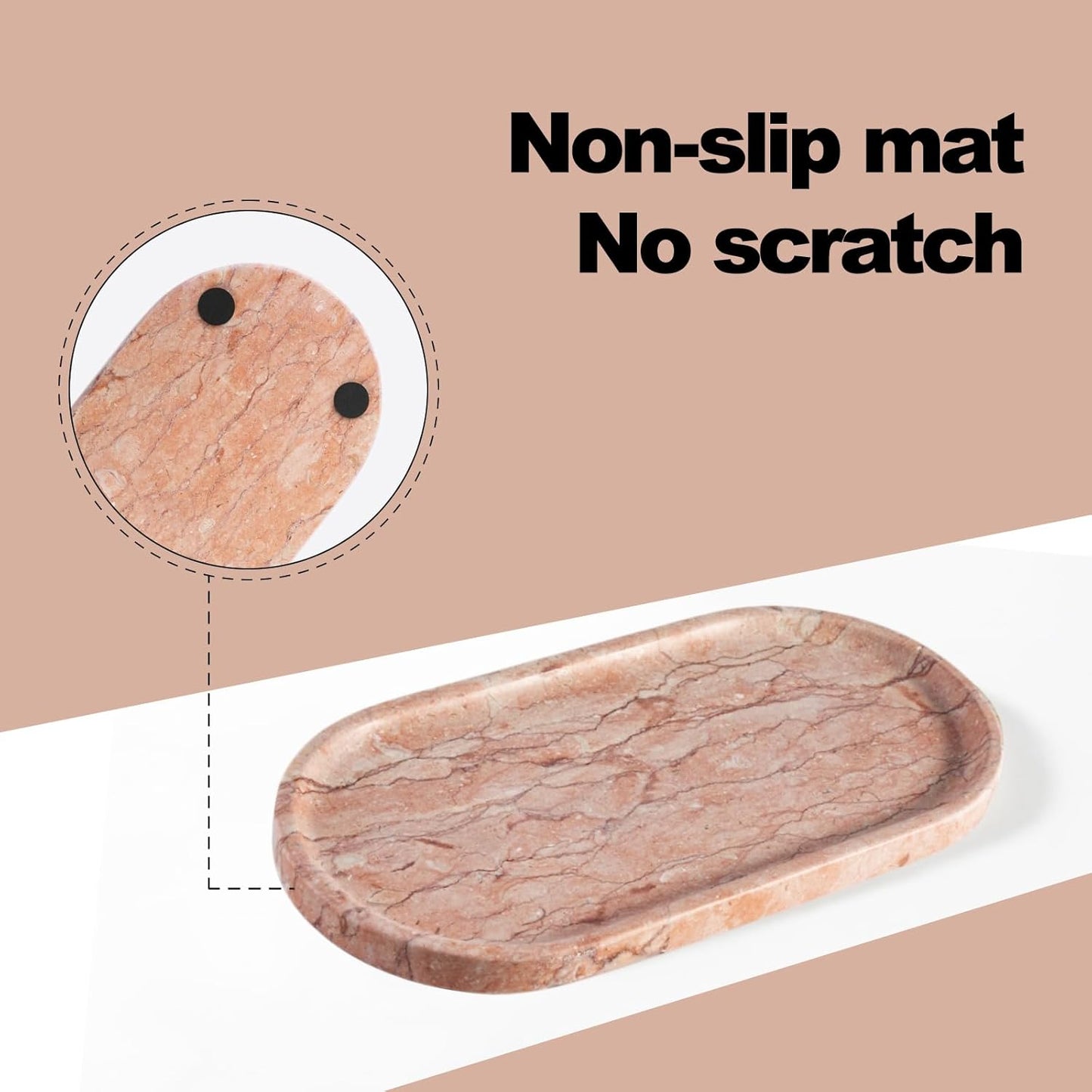 Koville Norway Natural Marble Tray, 12"x6" Vanity Decorative Tray for Countertop Organizer, Catchall for Perfume, Candles, Jewelry Dish