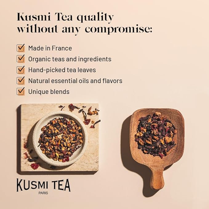 Kusmi Tea - Organic Herbal Tea Gift Set - Sampler Assortment Variety Box - Gift Idea for Men and Women - Caffeine-Free Teas - Hibiscus Tea, Chamomile Tea, Rooibos - 9 Recipes - 45 Tea Bags