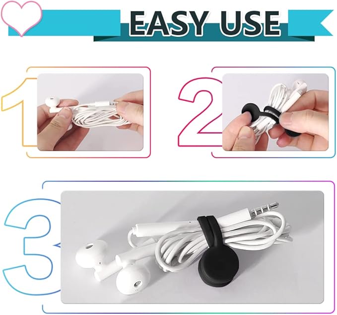 Kanemc Black Magnetic Cable Ties 10-Pack, Silicone Cord Twist Ties Magnet Strap For Charging Wire Organizer, Earphone Cords Wrap, Fridge Magnets, Storage Or Travel