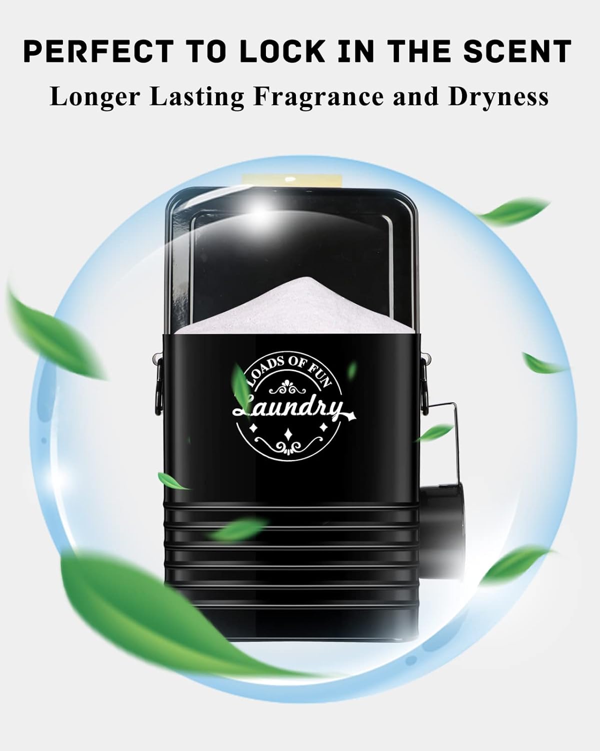 Laundry Detergent Powder Container Dispenser Holder for Laundry Room Organization. Metal Laundry Soap Dispenser with Scoop and Lid. Modern Farmhouse Laundry Room Decor and Accessories (Black)