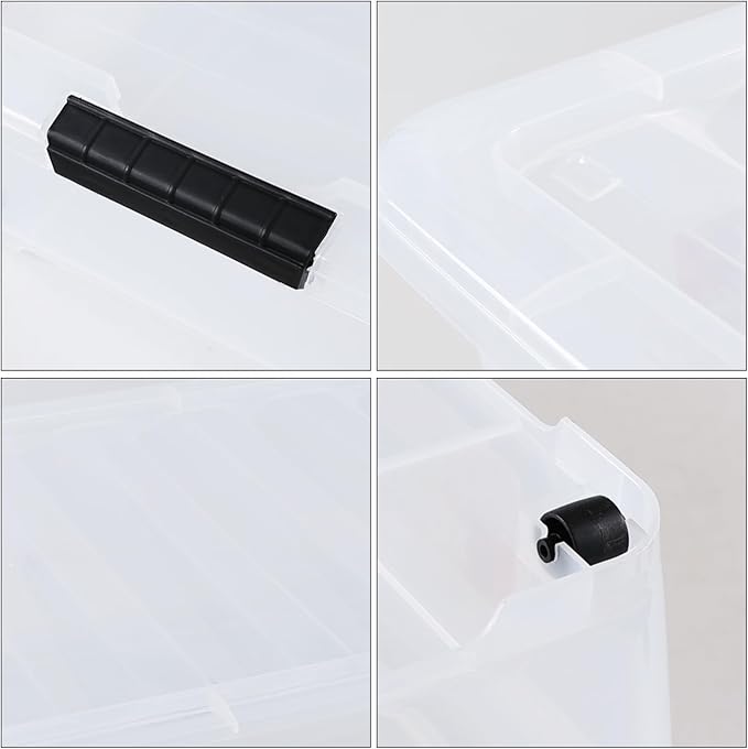 Zopnny 50 Quart Large Underbed Storage Bins with Lids, Plastic Under Bed Storage Containers, Clear, 3 Packs