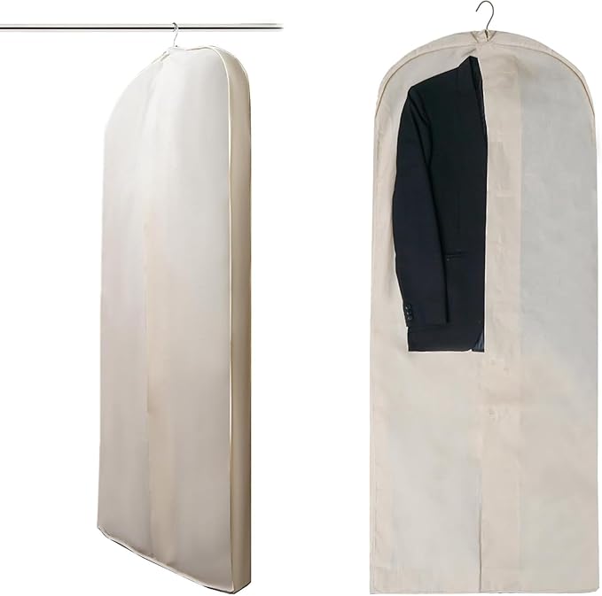 100% Cotton Garment Bag | Long | Breathable Garment Bags for Hanging Clothes | Garment Storage Bag for Long Dresses & Coats Storage | Pack of 1 (62 Inch)