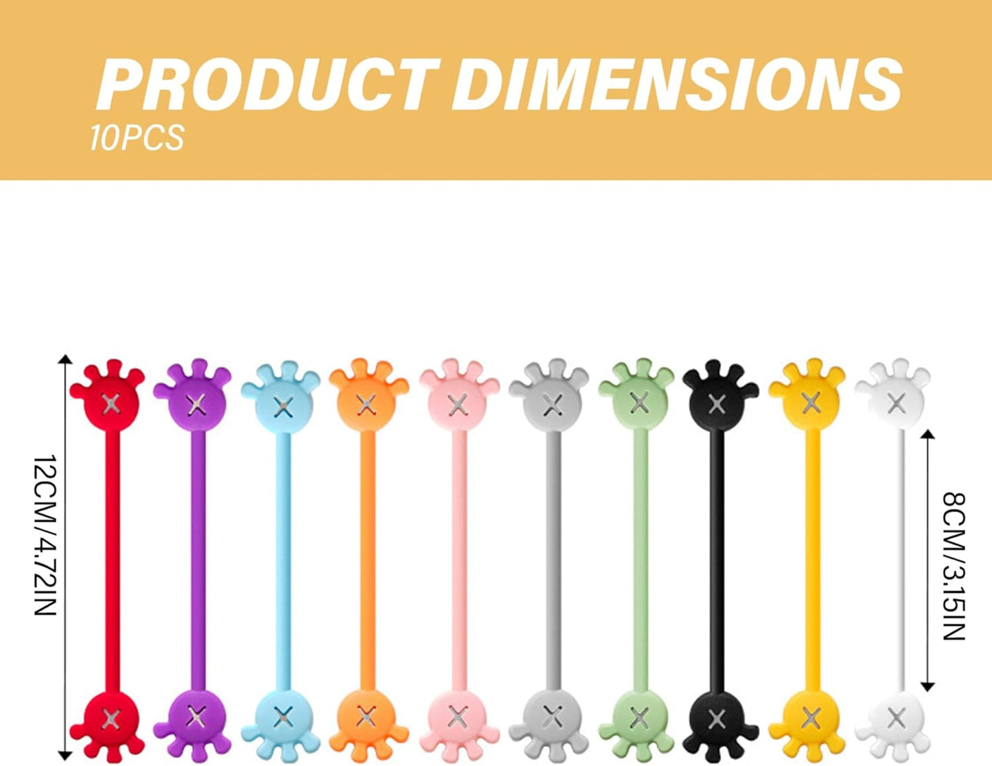 Magnetic Cable Ties, 10PCS Soft Silicone Magnetic Cable Clips, Reusable Cord Organizer, Portable Cord Keepers for Office, School, Home