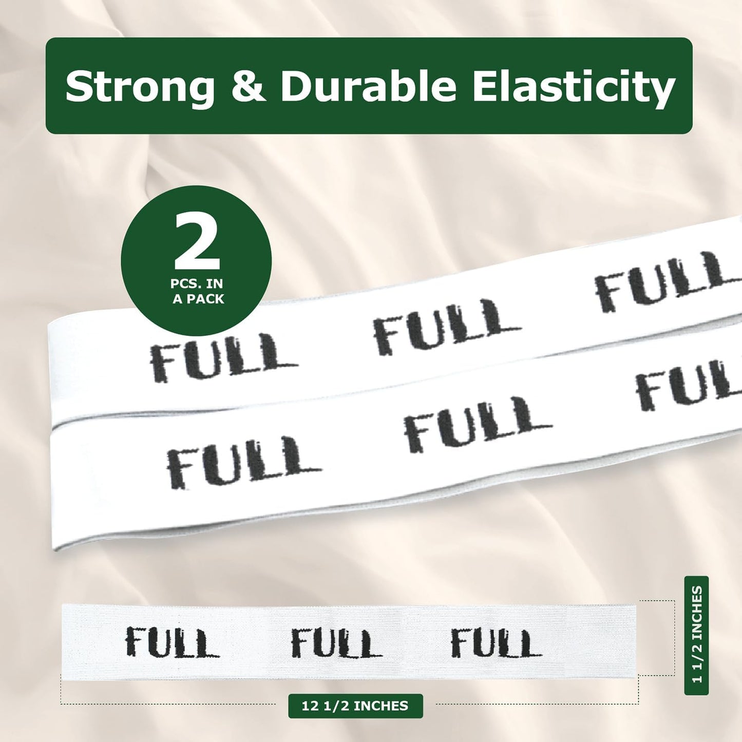 ECOHomes Bed Sheet Organizer and Storage Size Label Bands | Bed Sheets Set Organizers for Linen Closet Organization - Elastic Bedding Band Labels for Organizing Bedsheet (Full 2 PCs Pack | White)