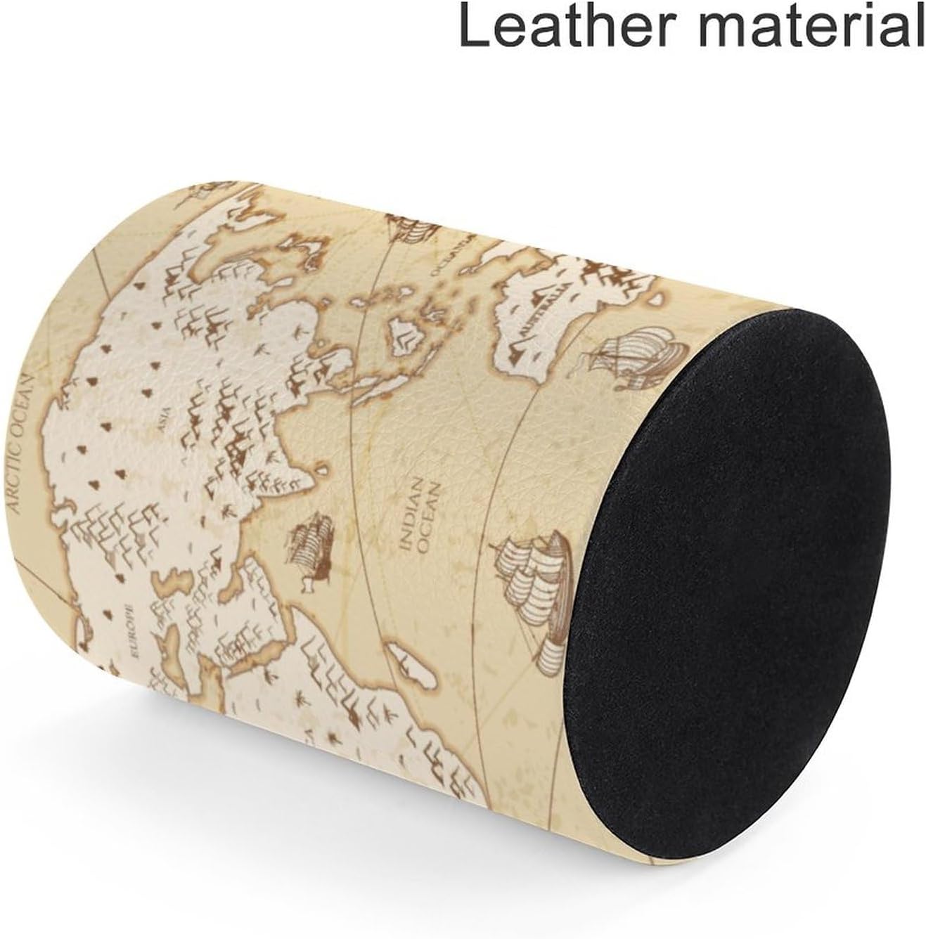 Vintage World Map Pen Holder Pencil Organizer Cute Pencil Cup Desk Decor Makeup Brush Holder PU Multifunctional Office Suppliesfor Home Classroom School