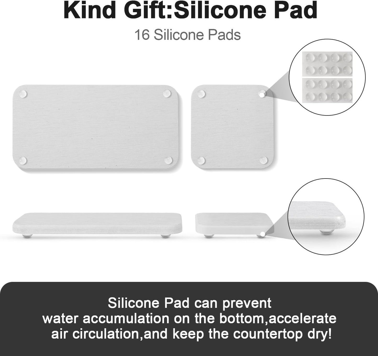 Water Absorbing Stone Tray for Sink | Quick Drying Diatomaceous Earth Coasters | Soap Dish Holder & Toothbrush Holder for Bathroom Counter | Hand Soap & Plant & Toiletries | Light Grey 4-Pack