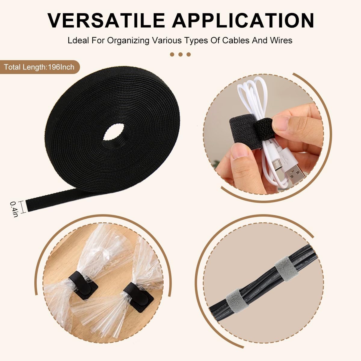 8 Pack Magnetic Cable Clips Cord Holder With Free 0.39*196 Inch Cut - To - Size Binding Tape For Cord Management | Adhesive Cable Organizer For Home, Office, Car - Hide Phone Charging Cables, Desk Use