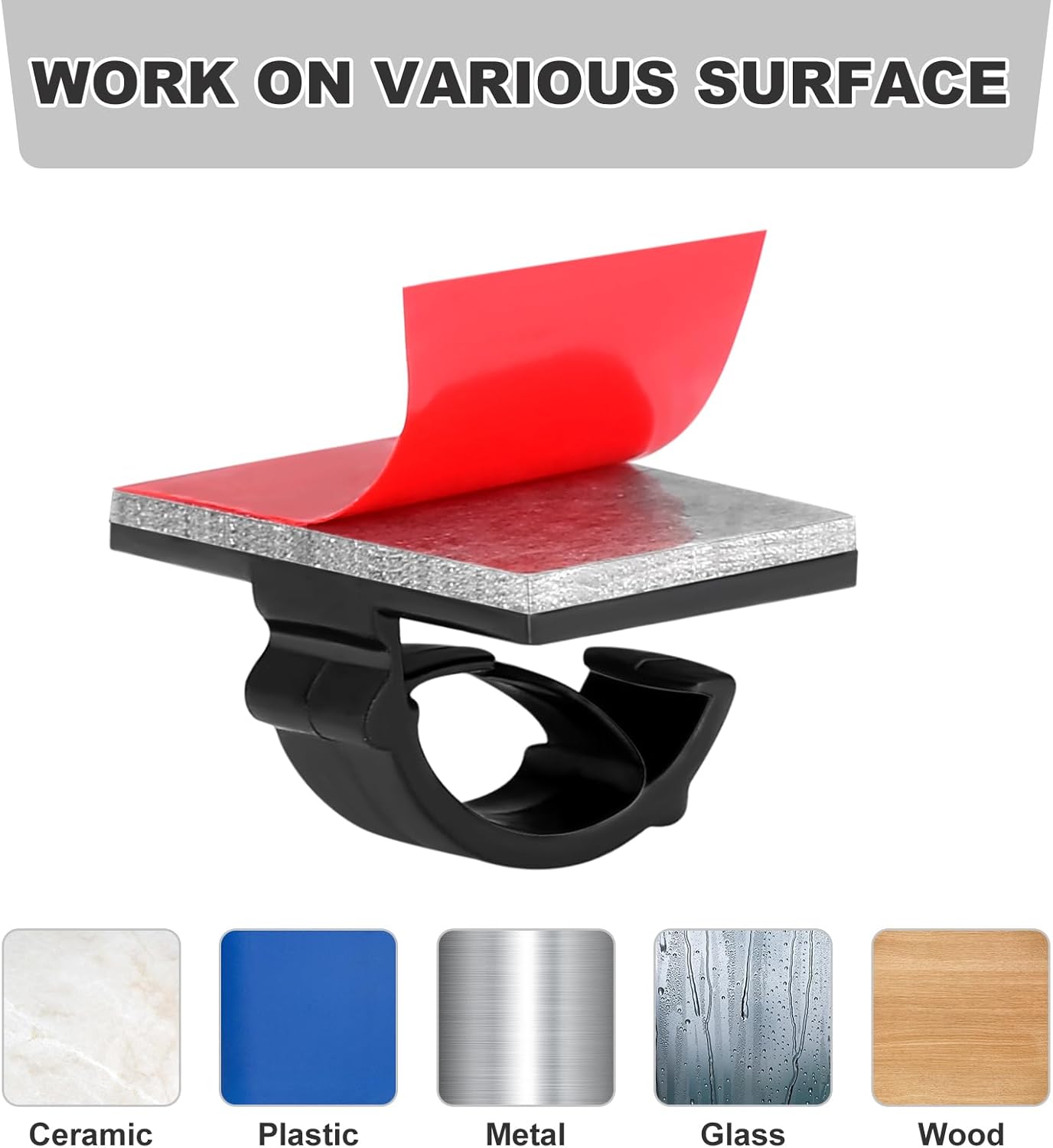 GWHOLE 100Pcs Adhesive Cable Clips Cord Organizer Wire Management for Car Office and Home