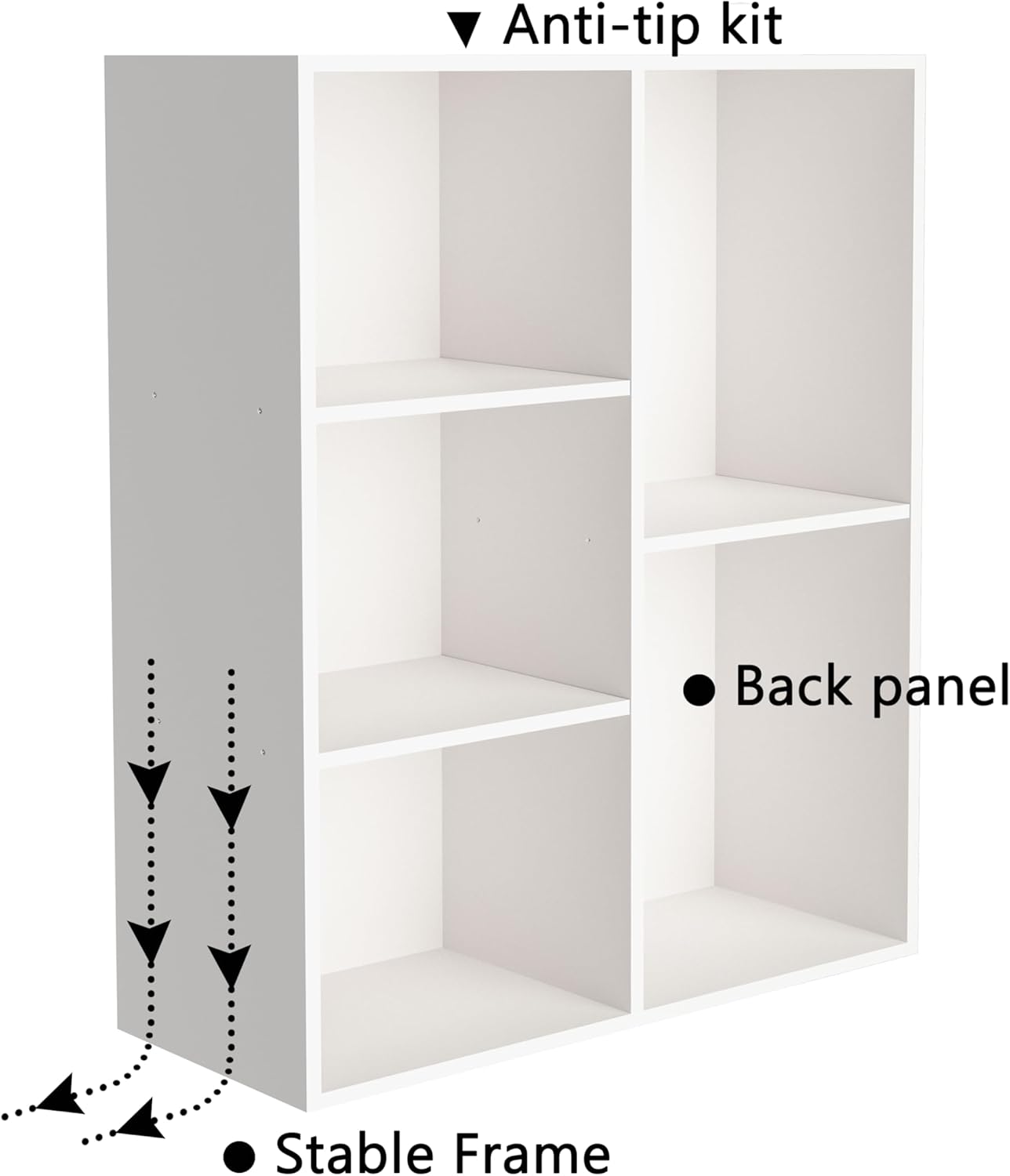 VAFHYLISS Cube Bookshelf, White Wooden Cube Storage Organizer, Freestanding Book Shelf, Cubby Shelf, Perfect Shelves for Bedroom, Kids Room, Closet, Classroom & Office (5-Cube)