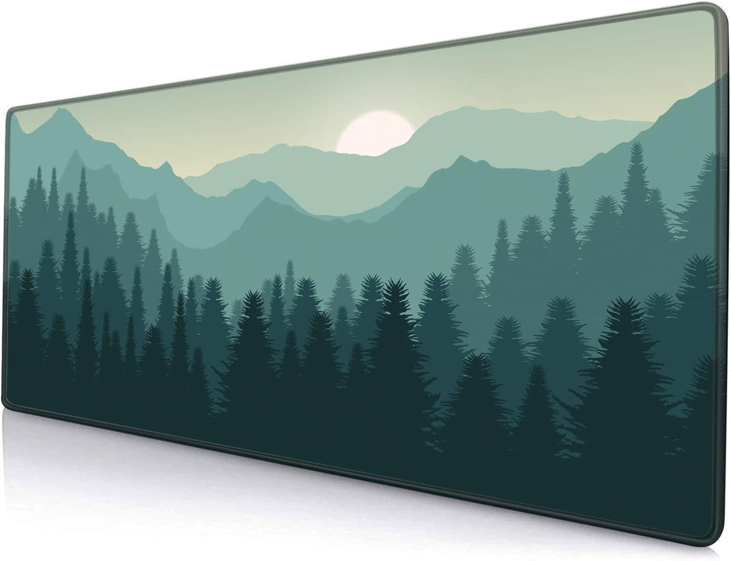 Mouse Pad Gaming, Large Mouse Pads for Desk, Keyboard Mouse Mat Desk Pad, Non-Slip Rubber Base with Stitched Edges Mousepad, 31.5x11.8 inch Abstract Landscape Mountain