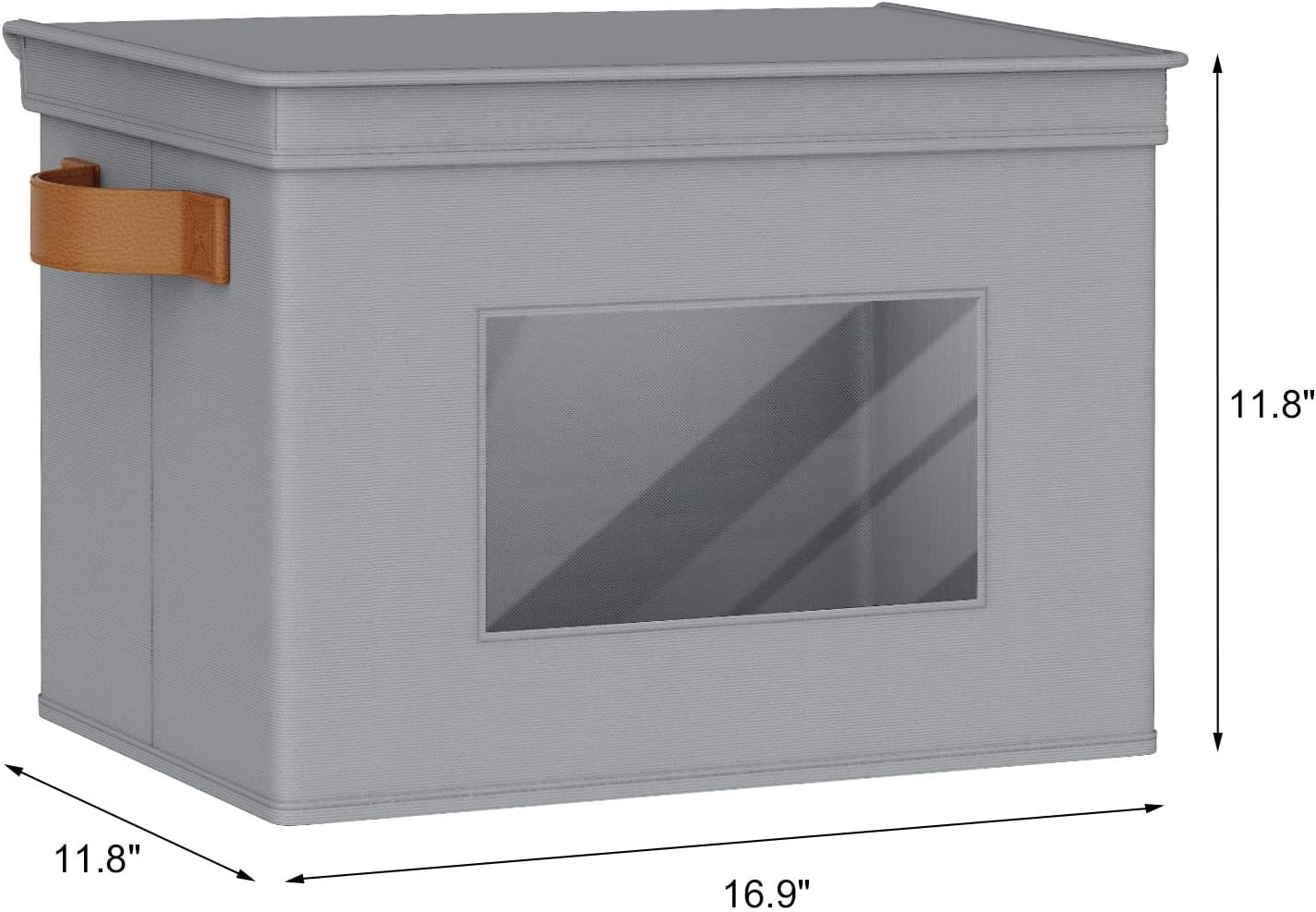 Univivi Storage Bins with Lids Collapsible Foldable Closet Storage Boxes for Clothes [3-Pack] Containers boxes with Handles Closet Storage for Home, Office, Bedroom (Grey,17" x 12"x 12")