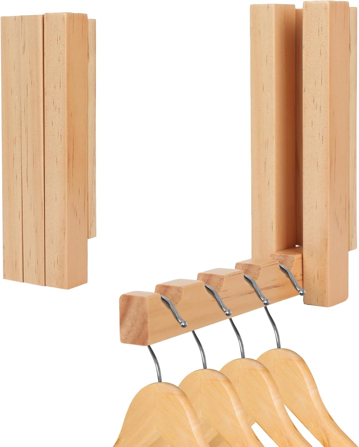 Clothes Drying Rack Wall Mounted, Wood Folding Clothes Hanger Rack for Laundry Room, Laundry Drying Rack Wall Mount, Multifunctional Organizer for Hanging Decor, Bathrooms, Home Storage