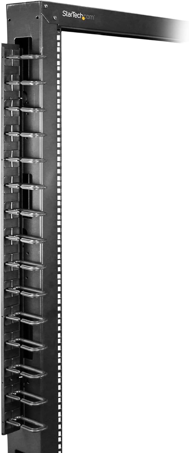 StarTech.com Vertical 0U Server Rack Cable Management w/ D-Ring Hooks - 20U Network Rack Cord Manager Panel - 3ft Wire Organizer (CMVER20UD)