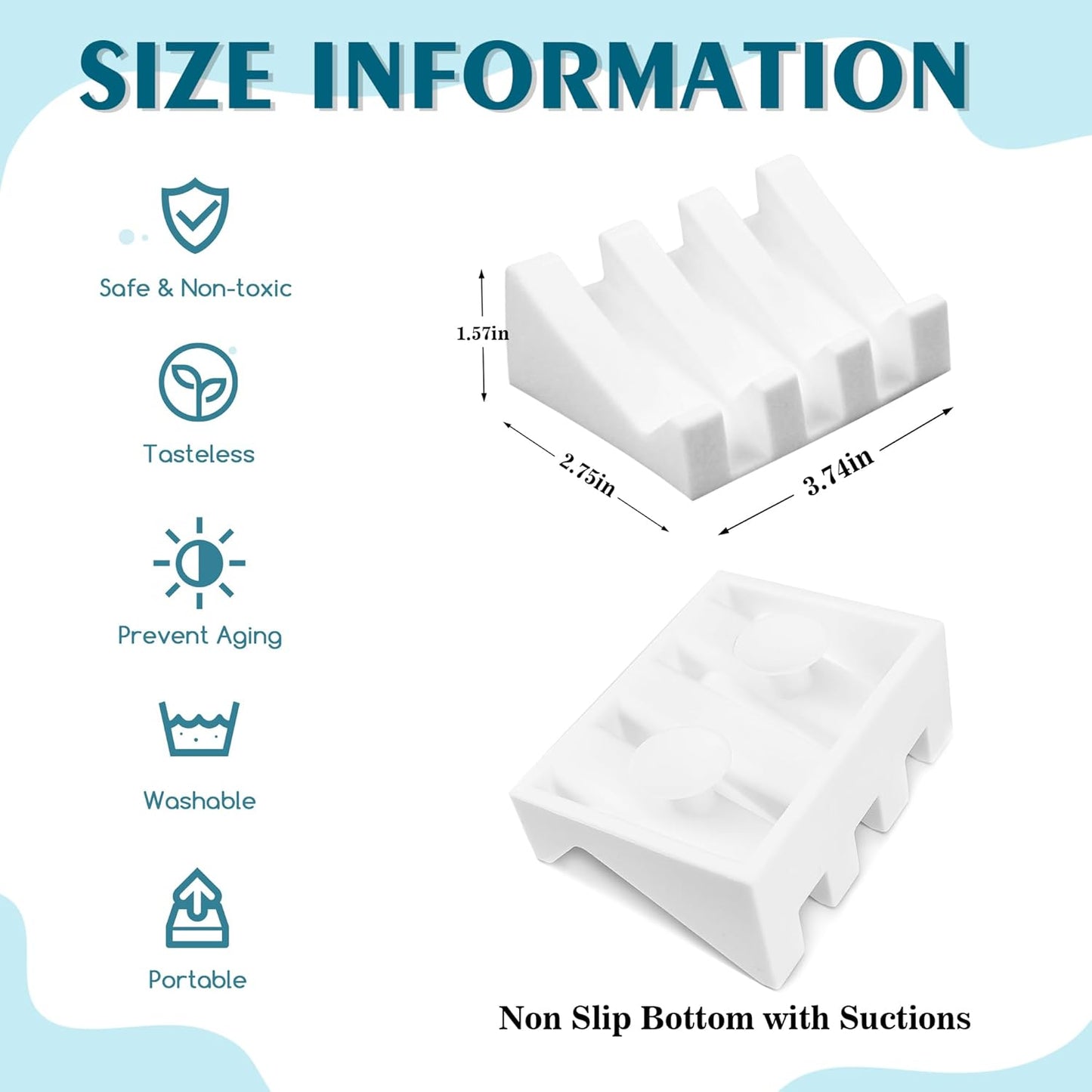 Self Draining Soap Dish,Silicone Suction Cup Soap Holder, Bathroom Soap Dish for Bar Soap,Can Extend Soap Life,Bathroom, Bath Tub, Kitchen Sink (4, White)