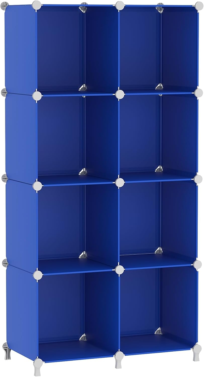 AWTATOS Cube Storage Organizer, 8 Cube Closet Organizers and Storage Shelves, DIY Stackable Bookshelf for Bedroom, Home, Admiral Blue