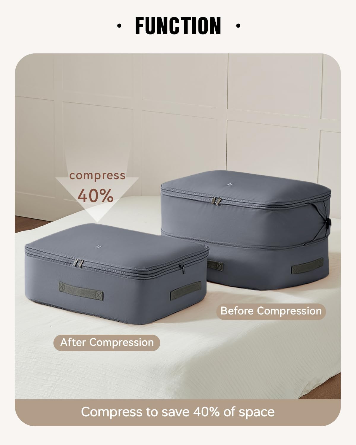 Eachy 3-Pack Comforter Storage Bag Blanket Storage Bags, 68L Compression Bags for Blanket Comforter, Ultra Space Saving Self Compression Organizer