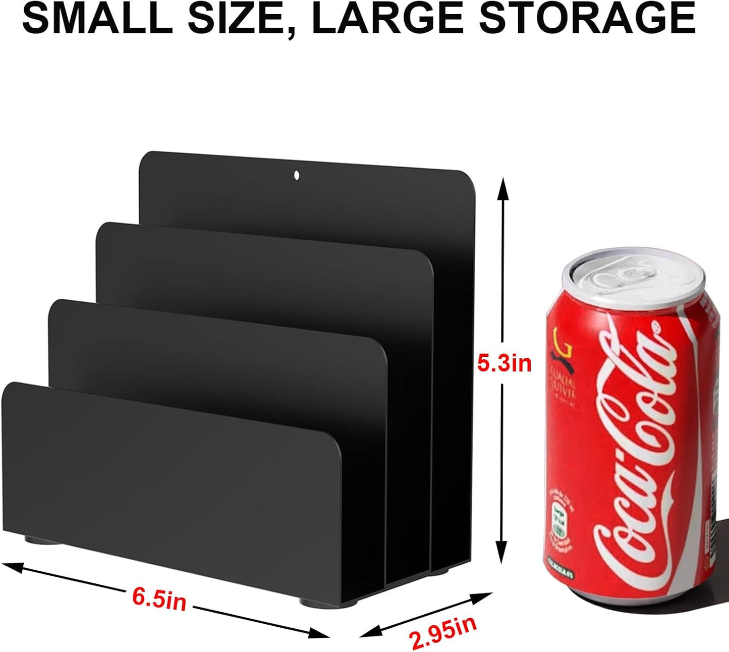 Mail Organizer Countertop, Small Desk File Organizer, Metal File Holder - Essential Workspace Organizers for Office Desk, Home Office (Black)