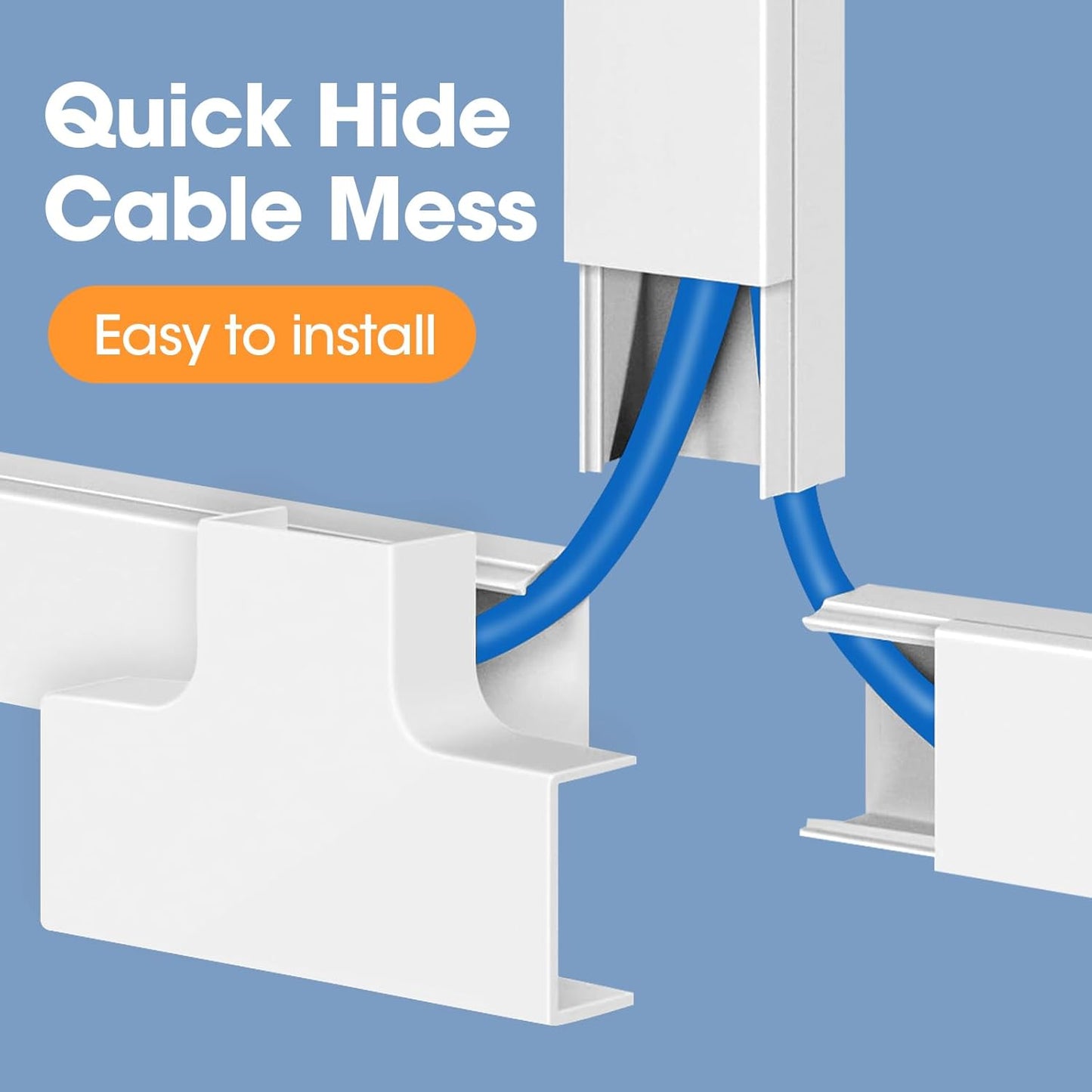 250in Cord Hider Kit, Cord Covers for Wires on Wall, Paintable Cable Raceway, Cord Hider for Wall Mount tv, tv Cable Hider Wall kit, Wire Covers for Cords, 16X L15.75 X W0.96in X H0.57in, White