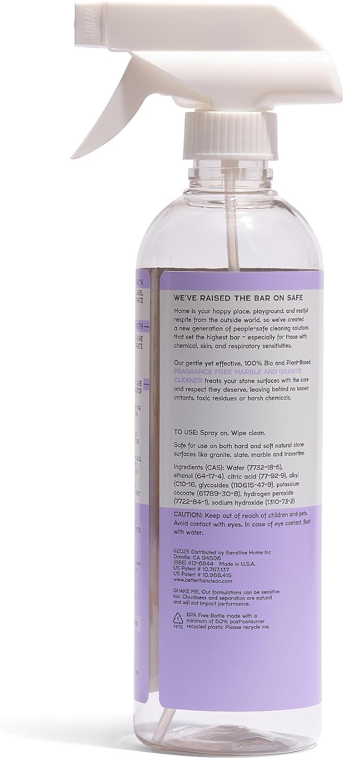 Marble & Granite Cleaner Starter Pack - Plant-Based Natural Stone Cleaner for Countertops, Showers, Floors & More - Suitable for Sensitive Skin, Fragrance Free, Kids & Pet-Friendly