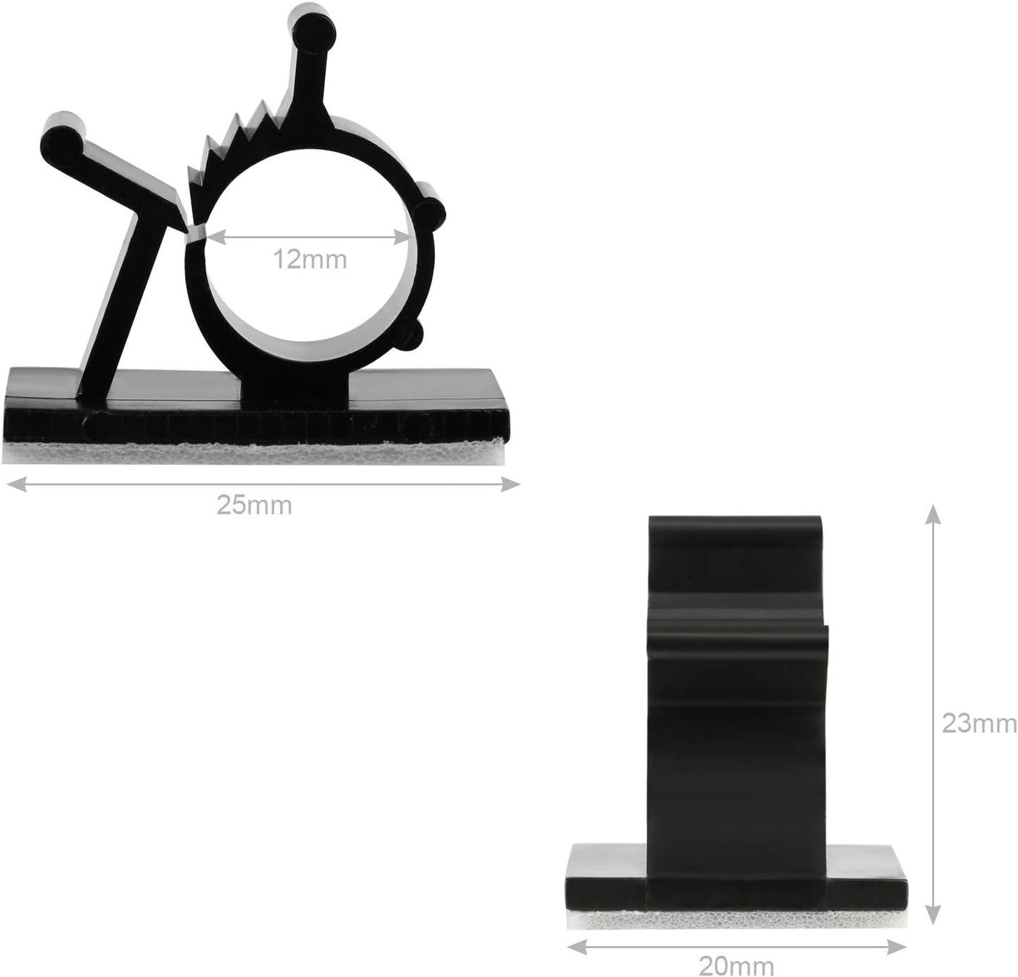 GWHOLE 60Pcs Adhesive Cable Clips, Adjustable Cable Cord Organizer Wire Management Clip 3m Wire Holder for Car Office and Home, Black