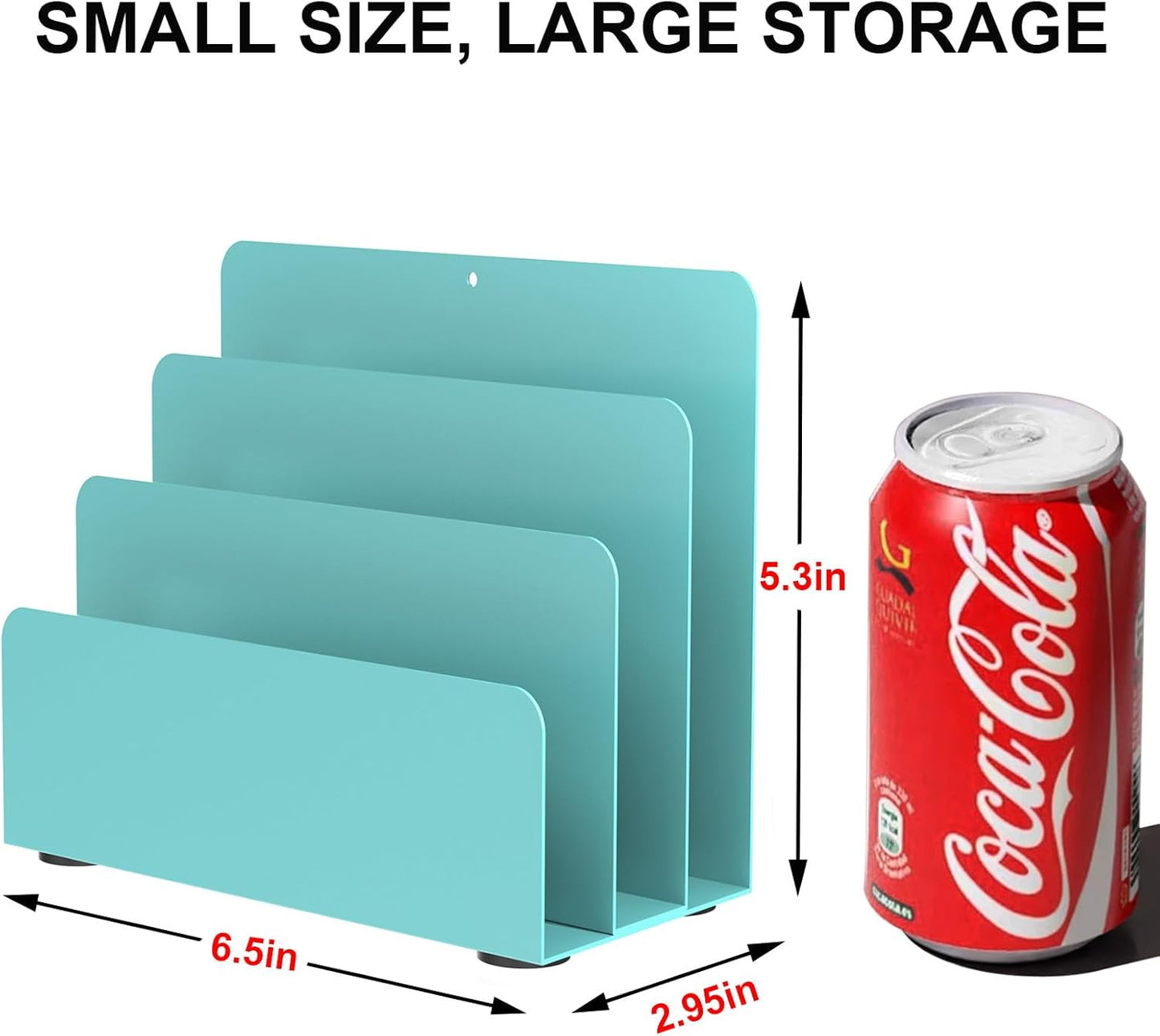 Mail Organizer Countertop, Small Desk File Organizer, Metal File Holder - Essential Workspace Organizers for Office Desk, Home Office (Blue)