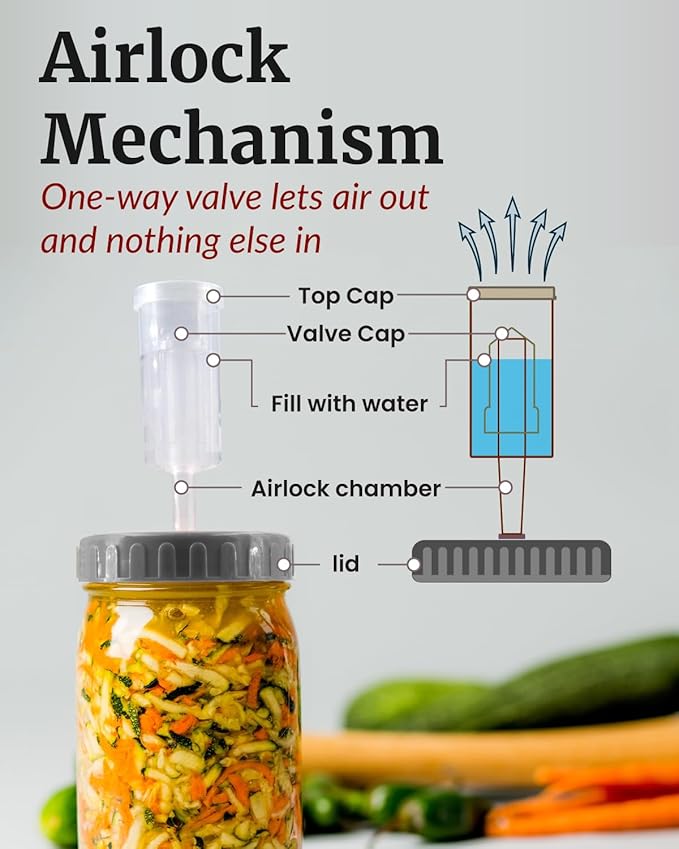 Elementi Fermentation Kit - Set of 2 Glass Easy Grip Fermentation Weights & Mason Jar Fermentation Lids for Wide Mouth Mason Jars - Sauerkraut, Pickling & Fermenting Kit (Grey)