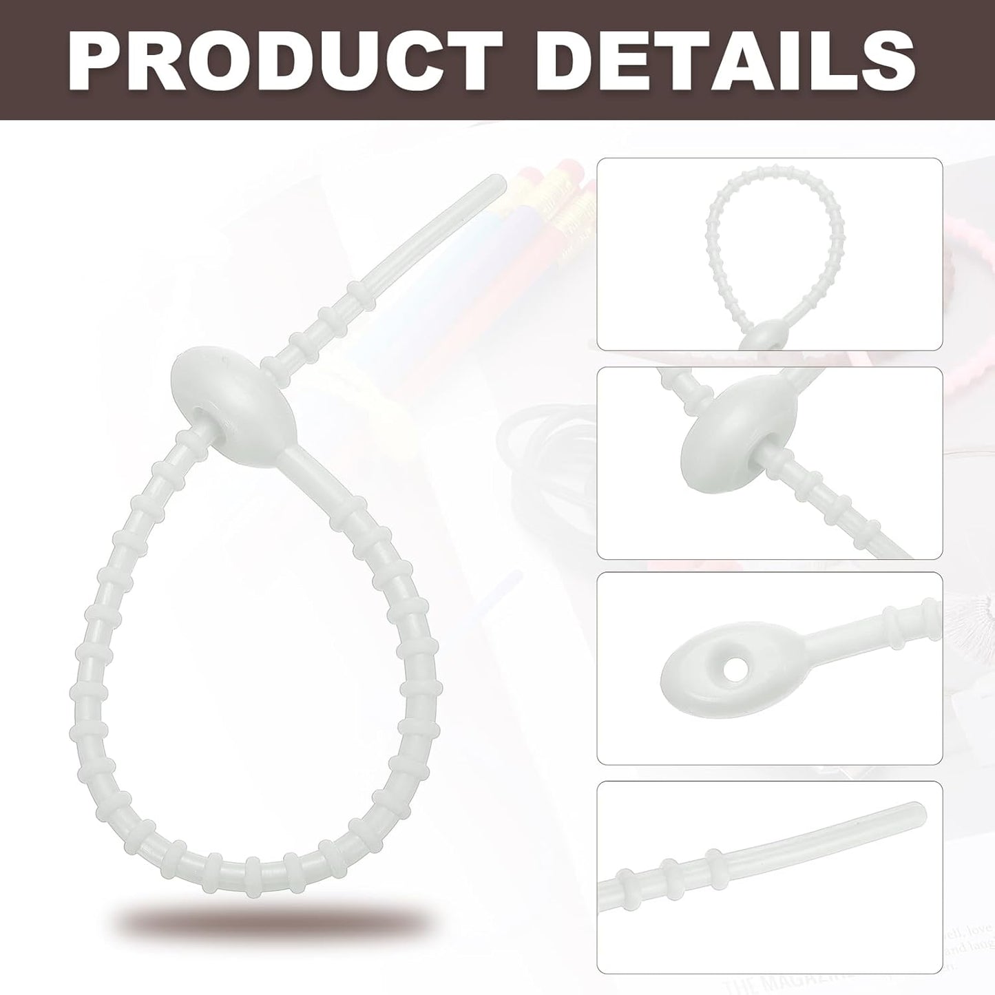 PATIKIL 8 Inch Silicone Cable Ties, 20pcs Rubber Reusable Twist Zip Ties Organizer for Home Office Kitchen Food bags Wires Adjustable Bag Clip, Grey